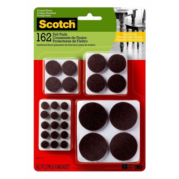 Scotch Felt Pads Ast Brn 162Pk SP847-NA